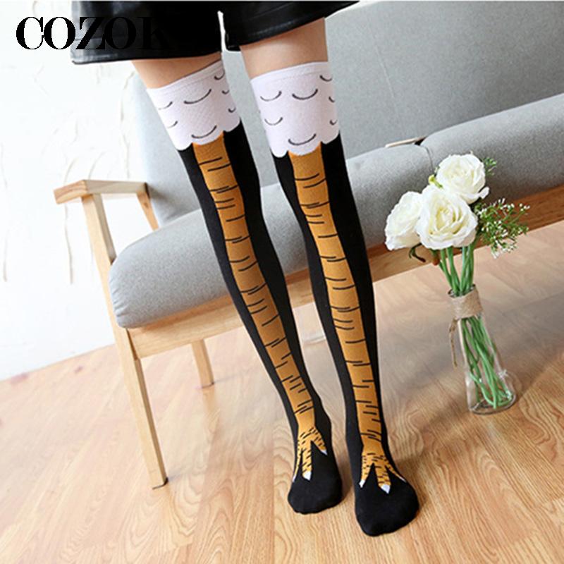 Funny Chicken Leg Socks - Calzini alti al ginocchio da donna