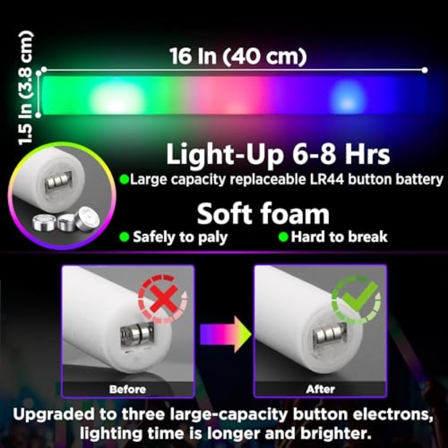 Confezione di bastoncini lumin - Flashing Led Foam Sticks Party recensione e prezzo