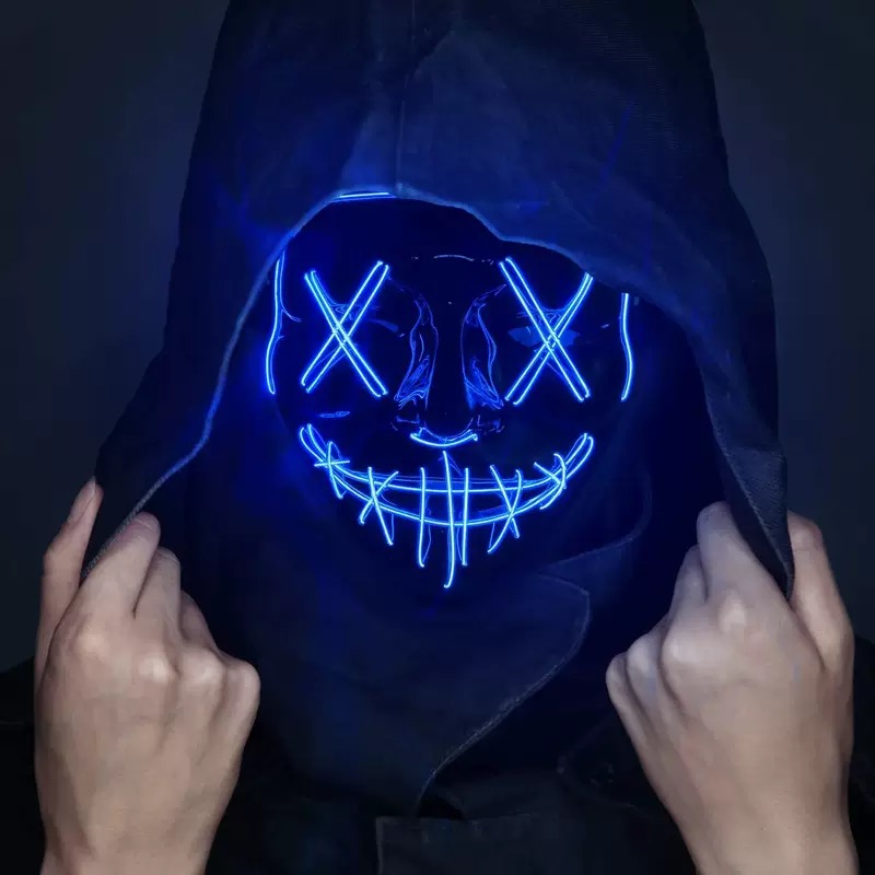 Maschera LED Luminosa Nera a F - Led Purge Mask Halloween recensione e prezzo
