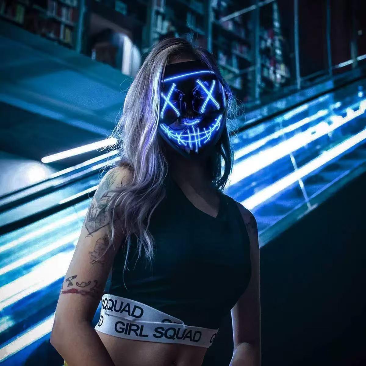 Maschera LED Luminosa Nera a F - Led Purge Mask Halloween recensione e prezzo
