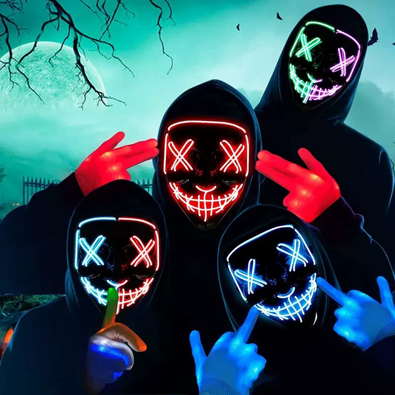 Maschera LED Luminosa Nera a F - Led Purge Mask Halloween recensione e prezzo