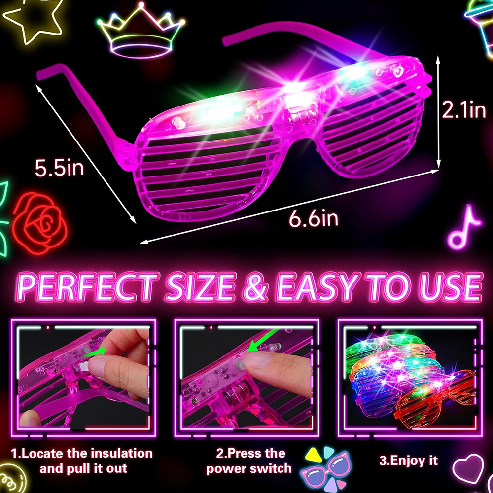 Occhiali LED 6 colori al neon  - Glow In The Dark Party Glasses recensione e prezzo